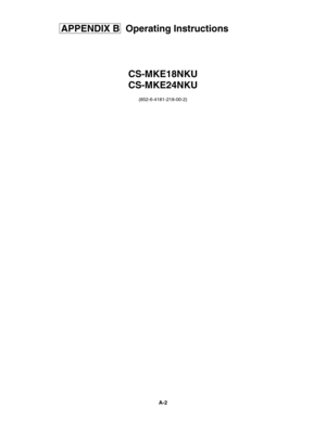 Page 29Operating Instructions
CS-MKE18NKU
CS-MKE24NKU
(852-6-4181-218-00-2)
APPENDIX B
A-2 