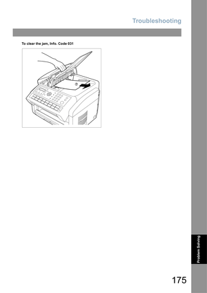 Page 175Troubleshooting
175
Problem Solving
To clear the jam, Info. Code 031 