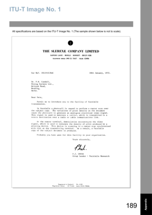 Page 189189Appendix
ITU-T Image No. 1
All specifications are based on the ITU-T Image No. 1 (The sample shown below is not to scale). 