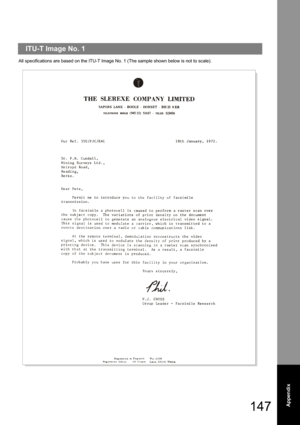 Page 147147Appendix
ITU-T Image No. 1
All specifications are based on the ITU-T Image No. 1 (The sample shown below is not to scale). 