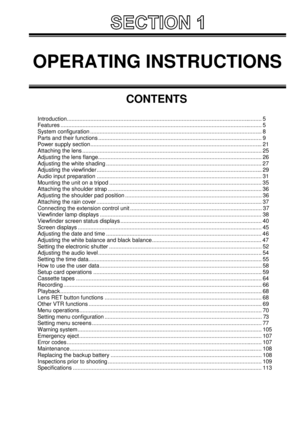 Page 1OPERATING INSTRUCTIONS
CONTENTS
Introduction............................................................................................................................ 5
Features ................................................................................................................................ 5
System configuration ............................................................................................................. 8
Parts and their functions...