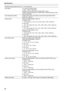 Page 3232
Specifications
Shortest shooting distance (M.O.D)1.1 m from the lens
Gain setting // selector switch
−3 dB – 18 dB (in 1 dB steps)
(Negative value of gain is only in [HIGH SENS.] mode.)
(When assigning [S.GAIN] to the USER button: Switching between 24 dB, 
30 dB, and 36 dB)
Color temperature setting [ATW], [ATW LOCK], [Ach], [Bch], preset 3200 K/preset 5600 K/VAR 
(2000 K to 15000 K)
Shutter speed When [SYSTEM MODE] = 59.94 Hz
 
f 60i/60p mode:
1/60 (shutter off), 1/100, 1/120, 1/250, 1/500, 1/1000,...