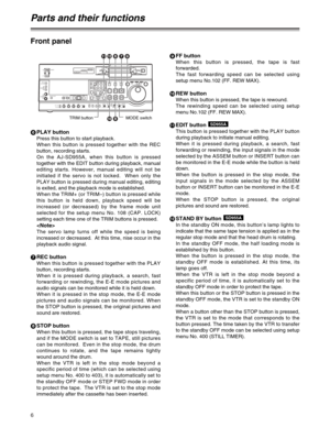 Page 66
ON
OFFPOWERDVDVCPRODVCPRO 50
METER
L
R FULL/FINE
MONITOR SELECT
HEADPHONESMONITOR MIXINPUT SELECTPREVIEW/PREVIEWAUTO EDITPREROLLVIDEO
REC LEVELCH1PB LEVEL
AUDIOCH2CH3CH4TCPRESETMENU SET DIAGSUPER REC INHINT TCGMODECONTROLON
OFFUNITY
VA R
COUNTERRESET
A  INTRIM
SET
OUT IN
A  OUTCH1 CH4CH2INSERTCH3ASSEMVIDEO CUE TCSTAND BY
EDIT
REW STOPPLAY REC PLAYER
RECORDER
FF
JOGSHTLSLOW
TAPE
EEONREGENPRESETEXITOFFREMOTELOCAL
6