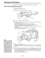 Page 32–32–
Adjusting the White Shading
Follow the procedure outlined below when the white shading needs to be re-adjusted.
White shading adjustment procedure
1Mount a lens to the camera.
Be sure to also connect the lens cable.
2Set the electronic shutter to OFF and the gain to L (0 dB).
3If the lens has an extender, remove the extender.
4Set the MENU SET/OFF switch from OFF to SET while holding down the SHIFT/ITEM and
UP buttons to open the menu.
Press the PAGE button until the MAIN menu screen 2 of 4...