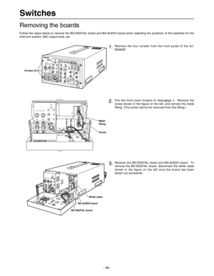 Page 17- 16 -
Switches
CABLESHORT
ALARMF
U
S
E
HEAD POWER
ON
OFF
MAIN
ON
OFF
F
U
S
EOPENDIGITAL TRIAXGENLOCKOFF SCHCOARSE
INTERCOM
P
G
MON
OFFPTTMIC
P
R
IV
A
T
ESYSTEMP
U
S
H
PHASEVTR
ENABLEREWFF
STOP
SHUTTERSET UP
M
O
N
 S
E
L
K
N
E
E
P
O
IN
T
K
N
E
E
S
L
O
P
E
GAMMA
D
E
T
A
IL
M
.
P
E
D
ON
OFF
(
P
U
S
H
)
RG
ENG SEQBSUPS.V
S.S 100(60)1000120
250500
2000WHITE
BAL
P
L
A
Y
AWB
CHECKAUTO IRISIRIS
B
R
GAINFILTER
ABBBAR
ENABLEPAINTING
G
A
INAUTO KNEE
GAIN
REC CHKS
T
A
R
T
 
/ 
S
T
O
PC
A
L
LT
AL
L
YVTR  WARNING...