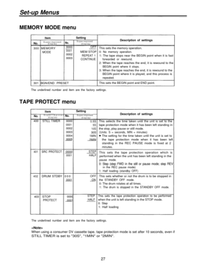 Page 27Set-up Menus 