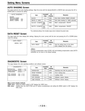 Page 124AUTO SHADING Screen
Setting Menu Screens 