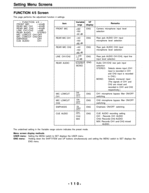 Page 110Setting Menu Screens 