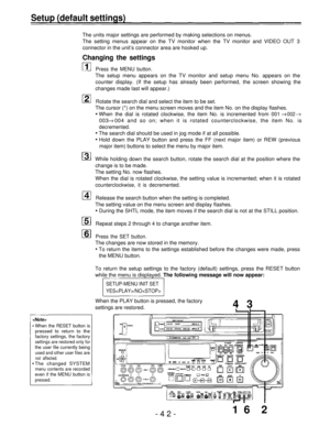 Page 42Setup (default settings) 