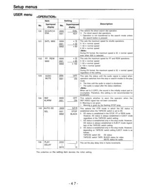 Page 47Setup menus 