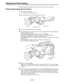 Page 32–32–
Adjusting the White Shading
Follow the procedure outlined below when the white shading needs to be re-adjusted.
White shading adjustment procedure
1Mount a lens to the camera.
Be sure to also connect the lens cable.
2Set the electronic shutter to OFF and the gain to L (0 dB).
3If the lens has an extender, remove the extender.
4Set the MENU SET/OFF switch from OFF to SET while holding down the SHIFT/ITEM and
UP buttons to open the menu.
Press the PAGE button until the MAIN menu screen 2 of 4...