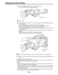 Page 33–33–
7Set the WHITE BAL selector switch to A or B execute AWB.
Next, execute ABB and then execute AWB again.
8Repeat step 6.
9Set the MENU switch from OFF to SET while holding down the SHIFT/ITEM and UP buttons
to open the menu.
Press the PAGE button until the MAIN menu screen 4 of 4 appears.
Press the SHIFT/ITEM button to move the cursor to the AUTO SHADING position.
Press the UP or DOWN button to open the AUTO SHADING page.
Press the SHIFT/ITEM button to move the arrow at the far left to WHITE, and...