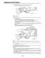 Page 33–33–
7Set the WHITE BAL selector switch to A or B execute AWB.
Next, execute ABB and then execute AWB again.
8Repeat step 6.
9Set the MENU switch from OFF to SET while holding down the SHIFT/ITEM and UP buttons
to open the menu.
Press the PAGE button until the MAIN menu screen 4 of 4 appears.
Press the SHIFT/ITEM button to move the cursor to the AUTO SHADING position.
Press the UP or DOWN button to open the AUTO SHADING page.
Press the SHIFT/ITEM button to move the arrow at the far left to WHITE, and...