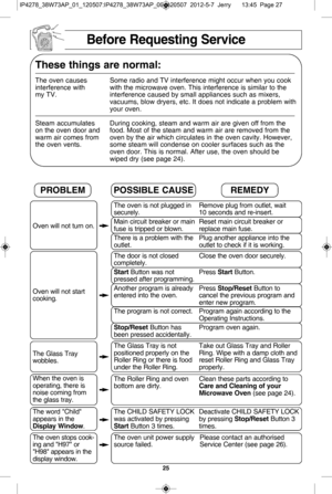 Page 2725
t hese t h in gs a re  n orm al:
T he o ve n c a u se s Som e r a d io  a n d T V  in te rfe re nce  m ig h t  o ccu r w hen  y o u c o ok 
in te rfe re nce  w it h wit h  th e m ic ro w ave 
  o ve n .  T his  in te rfe re 
n ce  
i s  s im ila r 
t o  th e 
m y T V . in te rfe re nce  c a u se d b y s m all  a pp lia nce s s u ch  a s m ix e rs ,
va cu um s,  b lo w  d ry e rs ,  e tc .  It  d oes n ot  in d ic a te  a  p r
o ble m  w it h
y o ur 
o ve n.
S te am  a ccu m ula te s Durin g c o okin...