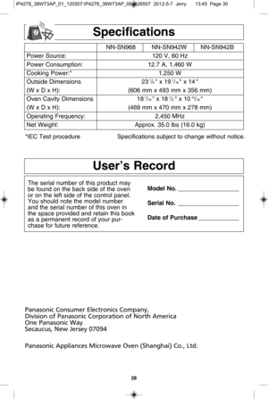 Page 3028
u ser’s  r eco rd
T he s e ria l  n um ber o f  th is  p ro duct  m ay
be fo und o n th e b ack s id e o f  th e o ve n
or o n th e le ft  s id e o f  th e c o ntr o l  p anel.
Y ou s h ould  n ote  th e m odel  n um ber
and th e s e ria l  n um ber o f  th is  o ve n in
t h e s p ace  p ro vid ed a nd r e ta in  th is  b ook
as a  p erm anent  r e co rd  o f  y o ur p ur-
c h ase  fo r fu tu re  r e fe re nce .M odel  n o.__________________
s eria l  n o. __________________
d ate  o f P urc h ase...