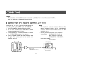 Page 16– +MENU
ITEM/AWC
YES/ABC
NO/BAROPTION  CARD
VIDEO  OUT
I/F  REMOTE
G/L IN
IRIS
DC12V IN
GEN-LOCK GEN-LOCKINAUX
AUXINAUTO
AUTO75
75¶/Hi-Z
/Hi-ZAUTO
AUTO75¶/Hi-Z
/Hi-ZR/PR /C
R/PR /C
OUT
OUTOUT
OUT
AUDIO AUDIOSEE MANUAL
SEE MANUAL
VIDEO 1
VIDEO 1
G/Y/Y G/Y/YVIDEO 2
VIDEO 2
B/PB /B B/PB /BSYNC
SYNCS-VIDEO
S-VIDEO
14
23TALLY
TALLY
CAMERA (MULTI)
CAMERA (MULTI)
CABLE SELECT CABLE SELECT
FUSE
FUSE250V  1.25A
250V  1.25A
TALK
TALK
INCOM INCOM
RECEIVE RECEIVECONTROL
CONTROLTALLY & INCOM
TALLY & INCOM
MULTIOVP...