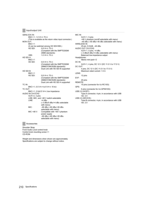 Page 210210Specifications GENLOCK IN:
BNC