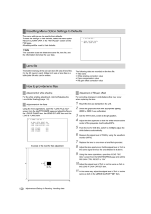 Page 100100Adjustments and Settings for Recording: Handling data The menu settings can be reset to their defaults.
To reset the settings to their defaults, select the menu option 
READ FACTORY DATA in the  screen on the 
FILE page.
All settings will be reset to their defaults.
