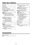 Page 106
- 3 (F) -

Table des matières
Accessoires
Accessoires  .......................................... 3
Introduction
  ........................................... 4
Caractéristiques  ................................... 4
Précautions d’utilisation  ...................... 5
Principaux organes de commande et  leurs fonctions
  ................................ 6 
Installation  ........................................... 10
 Mise en place de l’objectif  .............. 10
 Installation de la caméra sur le...