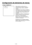 Page 244
- 41 (S) -

Configuración de elementos de menús
 Menú CAMERA ID
 ���CAMERA ID �    ID:AK-HC1500
Para la cámara se puede poner una 
identificación de no más de 10 caracteres 
formada por letras, números, símbolos y 
espacios.
La identificación de la cámara se visualiza en 
todo momento cuando se selecciona ON en el 
modo CAM ID, pero sólo se visualiza cuando 
las señales de franja cromática salen en el 
modo BAR.
El estado para establecer la identificación se 
establece poniendo el cursor encima de los...