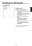 Page 93
- 40 (G) -
DEUTSCH

Einstellung von Menüposten
 ����PROTOCOL ��    PROTOCOL          :1
 Menü SETTING
PROTOCOL [1 bis 4]
Zur Wahl des Fernsteuerungs-
Kommunikationssystems in Übereinstimmung 
mit dem angeschlossenen System.
1:   Informations-Kamerakommunikationsprotokoll (EIA422)
 
Zum Anschließen von AK-HRP150G
2:   Informations-Kamerakommunikationsprot okoll (EIA232)
 
Zum Anschließen eines PC
3:   Konvertierbares PC-Steuerprotokoll 
(EIA422) 
Zum Anschließen von AW-CB400 
(Baudzahl auf 9600 bps...