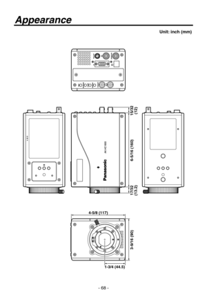 Page 68
- 68 -

Appearance
3-9/16 (90)
6-5/16 (160)
15/32(12)
17/32(13.2)
4-5/8 (117)
Unit: inch (mm)
1-3/4 (44.5) 