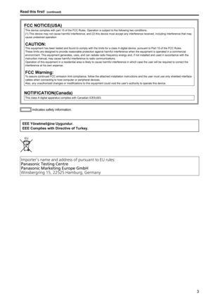 Page 323
Read this first! (continued)
FCC NOTICE(USA)
This device complies with part 15 of the FCC Rules. Operation is subject to the following two conditions:
(1) This device may not cause harmful interference, and (2) this device must accept any interference received, including interference that may 
cause undesired operation
CAUTION:This equipment has been tested and found to comply with the limits for a class A digital device, pursuant to Part 15 of the FCC Rules. 
These limits are designed to provide...