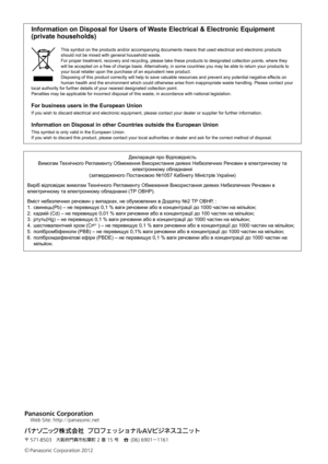 Page 16Information on Disposal for Users of Waste Electrical & Electronic Equipment 
(private households)
This symbol on the products and/or accompanying documents means that used electrical and electronic products 
should not be mixed with general household waste.
For proper treatment, recovery and recycling, please take these products to designated collection points, where they 
will be accepted on a free of charge basis. Alternatively, in some countries you may be able to return your products to 
your local...