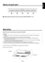 Page 5
4 (E)
ENGLISH

Name of each part
!.!,/).0543
90B0R

90B0R

90B0R

90B0R

90B0R

1 to 5: Analog HD component input connectors [ANALOG INPUTS 1 to 5]
Mounting
Install this board in the multi-format live switcher AV-HS300G.

   Be sure to ask the store or dealer where you purchased the product for assistance with mounting and 
removal.
  Set to OFF and unplug the power connector before mounting and removal.
    Before handling the HD analog board, touch a metal part of the AV-HS300G to...