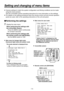 Page 13
- 13 -

 
Performing the settings
1 Display the main menu.
When performing the settings with 
the convertible camera:
Press the MENU switch continuously 
for at least 5 seconds.
When performing the settings with 
the remote control unit (AW-RC600):
Set the MENU switch to “ON”.
   Main menu for halogen light mode, fluorescent light mode and outdoor mode
 Main menu for user mode
 Convertible camera
 Remote control unit (AW-RC600)
Setting and changing of menu items
*  
“Option Card 2” is displayed on...