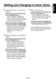 Page 13
- 1 (E) -
ENGLISH
2 Select “Option Card 1” to display the 
submenu.
When performing the settings with 
the convertible camera:
Press the MENU or ITEM/AWC 
switch to move the flashing to the 
setting item, then press the YES/ABC 
switch to display the submenu.
When performing the settings with 
the remote control unit (AW-RC600):
Press the ITEM UP or ITEM DOWN 
switch to move the flashing to the 
setting item, then press the DATA 
YES/UP switch to display the 
submenu.
3 Select the setting item and...