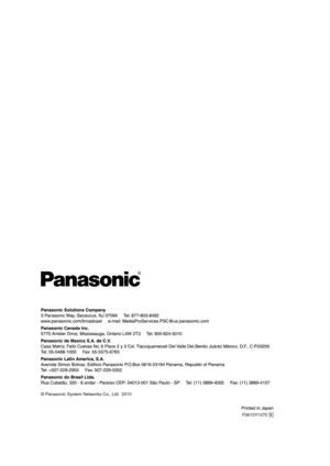 Page 40F0610Y1070 D
© Panasonic System Networks Co., Ltd.  2010
@53#@831/@#BTJDT@&OHMJTIJOEE
@53#@831/@#BTJDT@&OHMJTIJOEE
 