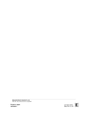 Page 29Printed in Japan
VQT0A55-1
ELCT1261-001B
0802-PN-Y-U-VP
Matsushita Electric Industrial Co.,Ltd.
Web Site: http://www.panasonic.co.jp/global/
 LCT1261-001B (EN)02.08.01, 2:39 PM 32 