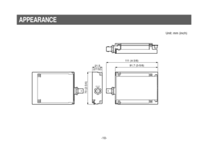 Page 10-10-
APPEARANCE
Unit: mm (inch)
91.7 (3-5/8) 111 (4-3/8)
21.5
(27/32)
70 (2-3/4)
SDI OUT 