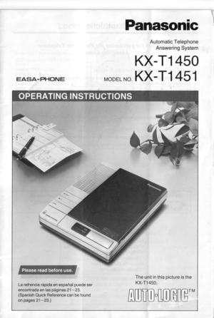 Page 1EASA-PHONE
Panasonic
^f,[i,1?,1;3i:i#
KX-T1 450
MoDEL*o KX-T1 451 
