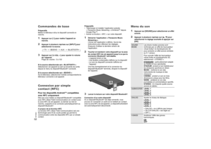 Page 2710
RQT9860Commandes de basePréparatifs
Mettre le téléviseur et/ou le dispositif connecté en 
marche.1
Appuyer sur [`] pour mettre lappareil en 
marche.
2
Appuyer à plusieurs reprises sur [INPUT] pour 
sélectionner la source.
3
Appuyer sur [ ] pour ajuster le volume 
de l’appareil.
Plage de volume : 0 à 100
Si la source sélectionnée est « BLUETOOTH »
Sélectionner cet appareil en tant qu’enceinte de sortie 
depuis le menu du dispositif Bluetooth
® connecté.
Si la source sélectionnée est « BD/DVD »
Sur le...