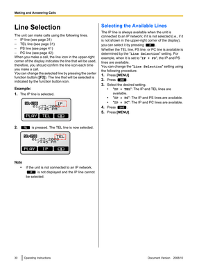 Page 30 TEL  IP IP LINE SAVE  