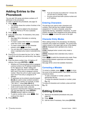 Page 36 ADD     SELECT SAVE      ADD  CHAR      EDIT  
