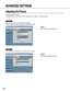 Page 5656
ADVANCED SETTINGS
Adjusting the Picture
Adjust the picture in detail.
The adjustment can be made on the Image adjustment page of Advanced setup.
Begin the operation from the Basic setup page.
Refer to page 24 and 25 to display the Basic setup page.
The Operation mode page of Advanced setup appears.
Screenshot 2
Screenshot 1
Click the [Advanced setup] button.
STEP1
Click the [Image adjustment] tab.
STEP2 