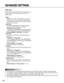 Page 6464
ADVANCED SETTINGS
•If the setting item is overlapped between Basic setup and Advanced setup, the latest setting has priority.
For example, if a different setting is made on the Operation mode page after the same item has been set on
the Basic setup page, the setting made on the Operation mode page is valid.
•When using the DDNS function, select ON for DNS in the “Network” page (refer to page 28), and be sure to set
the IP address of the DNS server. 
! Important
DDNS Setup
DDNS (Dynamic Domain Name...
