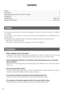 Page 22
CONTENTS
Preface ....................................................................................................................................... 2
Precautions ................................................................................................................................ 2
Major Operating Controls and Their Functions  .......................................................................... 4
Installations...