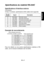 Page 35K– 4
FRANÇAIS
Spécifications du matériel RS-232C
Spécifications d’interface externe
Connecteur:
D-Sub, 9 contacts, spécifications DCE (câble droit supporté)
Pour les détails sur les autres spécifications relatives à RS-
232C, voir le manuel d’utilisation de l’AJ-D250.
2 RD (RXD)
3 SD (TXD)
4 ER (DTR)
5 SG (GND)
6 DR (DSR)
7 RS (RTS)
8 CS (CTS)2 RD (RXD)
3 SD (TXD)
4 ER (DTR)
5 SG (GND)
6 DR (DSR)
7 RS (RTS)
8 CS (CTS)
Exemple de raccordements
Côté ordinateur personnel
(connecteur D-SUB, 9 contacts)
Côté...