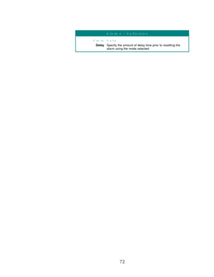 Page 7472
A larm s – D efinition
Field D ata
DelaySpecify the amount of delay time prior to resetting the
alarm using the mode selected. 