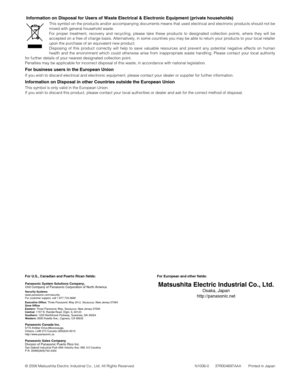 Page 70Information on Disposal for Users of Waste Electrical & Electronic Equipment (private households)
This symbol on the products and/or accompanying documents means that used electrical and electronic products should not be
mixed with general household waste.
For proper treatment, recovery and recycling, please take these products to designated collection points, where they will be
accepted on a free of charge basis. Alternatively, in some countries you may be able to return your products to your local...