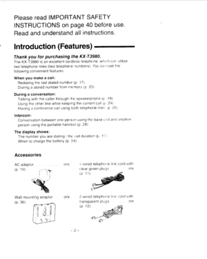 Panasonic Kx T3980 Operating Instructions Manual