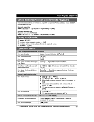 Page 49Para obtener ayuda, visite http://www.panasonic.com/help (solo en inglés)
49Guía Rápida Española TGD2xx_(en_en)_1209_ver.040.pdf   492013/12/09   10:59:21  
   
        
       
   
  
 
 
   
 
         
     
   
     