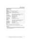 Page 77Useful Information
For assistance, please visit http://www.panasonic.com/phonehelp77
Specifications
General
Base unit
Handset
Note:
LDesign and specifications are subject to change without notice.
LThe illustrations in these instructions may vary slightly from the actual product.
Trademarks
LThe Bluetooth word mark and logos are owned by the Bluetooth SIG, Inc. and any use 
of such marks by Panasonic is under license. Other trademarks and trade names are 
those of their respective owners. Operating...