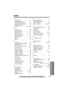 Page 103Answering System Preparation
103
Telephone System
Useful Information
For assistance, please call: 1-800-211-PANA(7262)
Index
A
Accessories  . . . . . . . . . . . . . . . . . . . 2
Accessory handset . . . . . . . . . . . . . . 3
Answering calls, base unit  . . . . . . .39
Answering calls, handset  . . . . . . . .39
Answering System  . . . . . . . . . . . . . 71
Auto talk . . . . . . . . . . . . . . . 23, 39, 56 
B
Backlit LCD . . . . . . . . . . . . . . . . . . . 35
Base unit location . . . . . . . . . ....