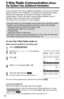 Page 58To turn the 2-Way Radio mode on
Make sure the handset is not being used.
1
Press (CONF/FUNCTION).
2
Scroll to “2Way radio mode” by pressing
Öor Ñ.
3
Press á.
4
Select “On” by pressing Öor Ñ.
5
Press the right soft key ( ).
•A beep sounds and the mode will turn on.
•You can exit the programming mode any time by pressing (OFF)
.
To turn the mode off:
Place the handset on the base unit or the charger.
•You can also turn the mode off by performing the three procedures: (1) press
(CONF/FUNCTION), (2) select...