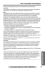 Page 6565
FCC and Other Information
Useful Information
For assistance, please call: 1-800-211-PANA(7262) Privacy of communications may not be ensured when using this phone.
CAUTION:
Any changes or modiﬁcations not expressly approved by the party responsible for 
compliance could void the user’s authority to operate this device.
Note:
This equipment has been tested and found to comply with the limits for a Class B 
digital device, pursuant to Part 15 of the FCC Rules. These limits are designed to 
provide...